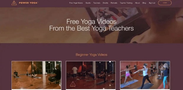 screen shot website power yoga.com practicing yoga at home