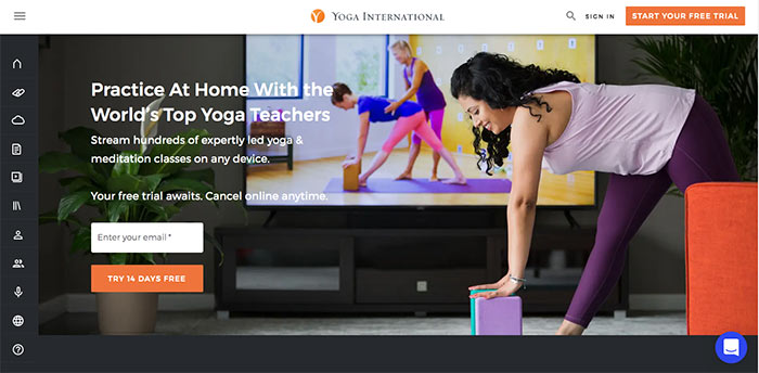 screenshot of website yoga international practicing yoga at home