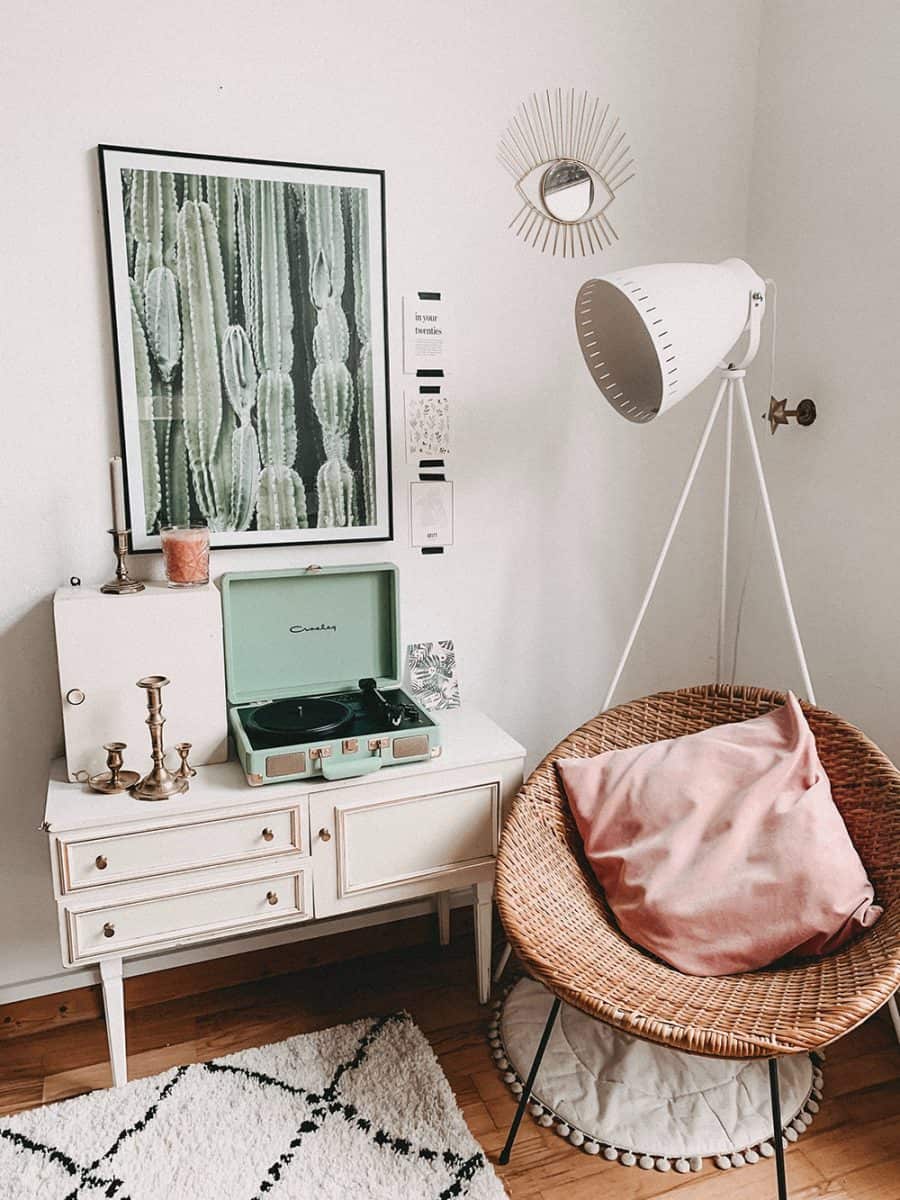 white lamp rain chair pink cushion white table tips how to create sacred space home yoga