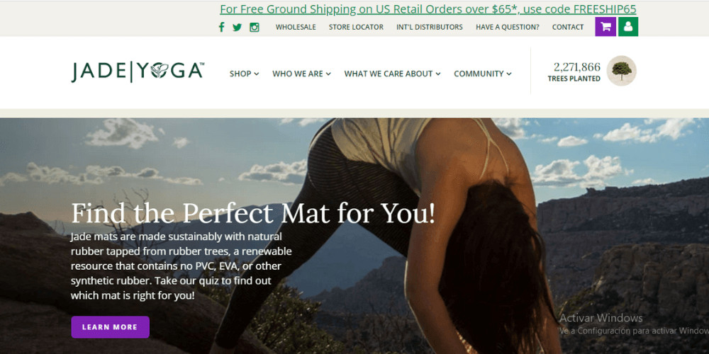 Captura de pantalla de la pagina web Jade Yoga