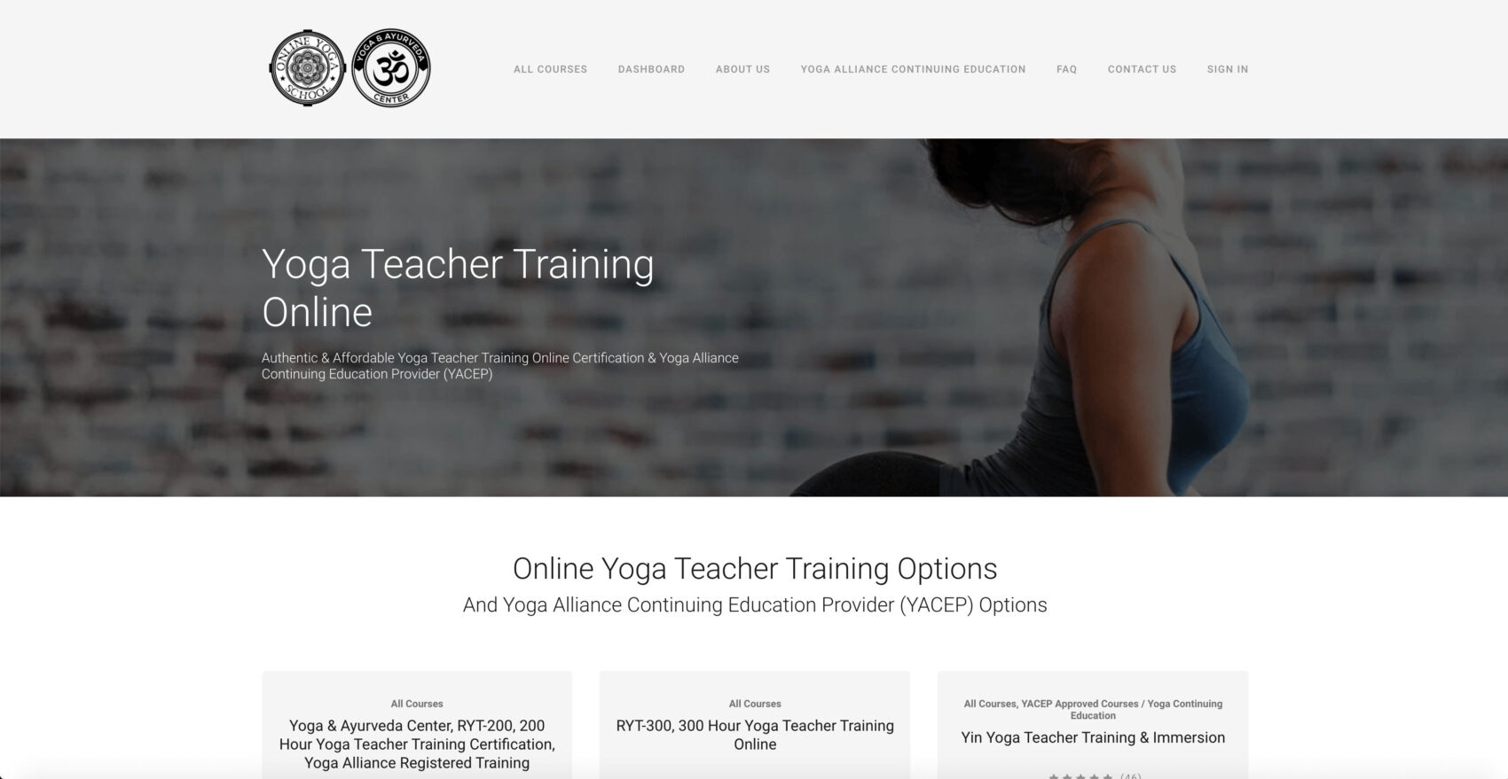 screenshot yoga website with Stephanie yoga instructor course online best option