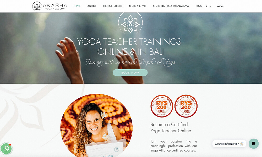 Akasha yoga academy woman pose Online ashtanga vinyasa dark short hair training certification